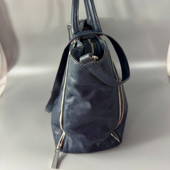 MICHAEL MICHAEL KORS NEWMAN NAVY BLUE LEATHER LARGE TOTE,SHOULDER BAG,CROSSBODY - Picture 5 of 15